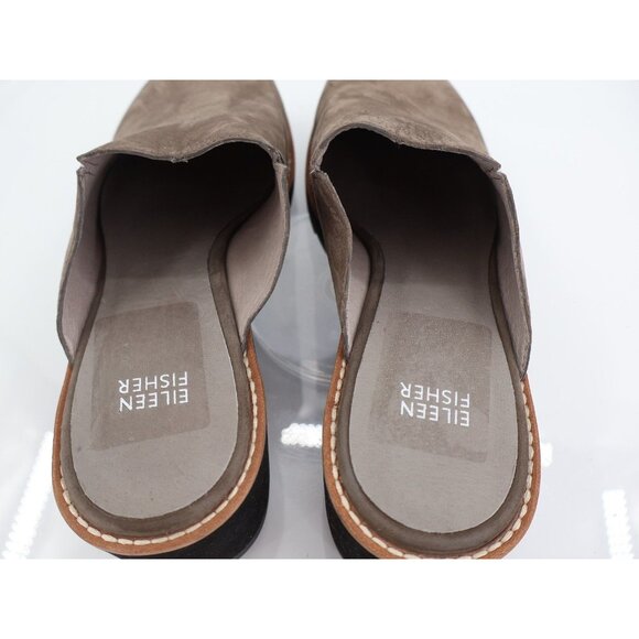 Eileen Fisher Loti Slip On Platform Mules Size 9 Nubuck Leather Beige Slip On - Picture 7 of 13